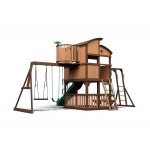 Complex Loc de Joaca din cedru SkyFORT ELITE Master- Centru cu tobogan si 3 nivele - Backyard Discovery